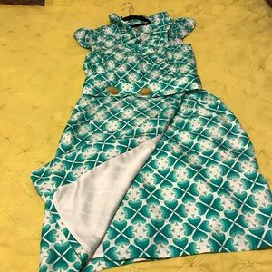 Elizabeth McKay Teal and White Clover Dress